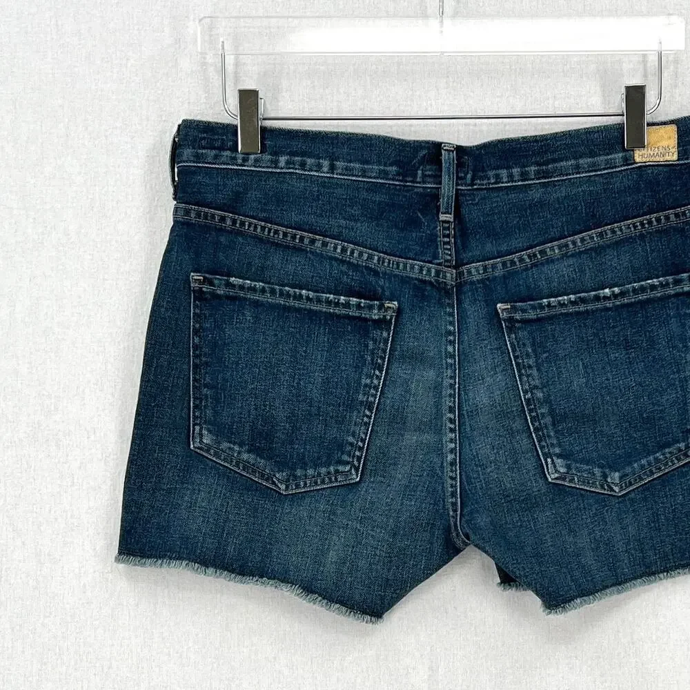 CITIZENS OF HUMANITY Corey Short Womens 28 Slouchy Fit Denim Cut Off Dark Wash